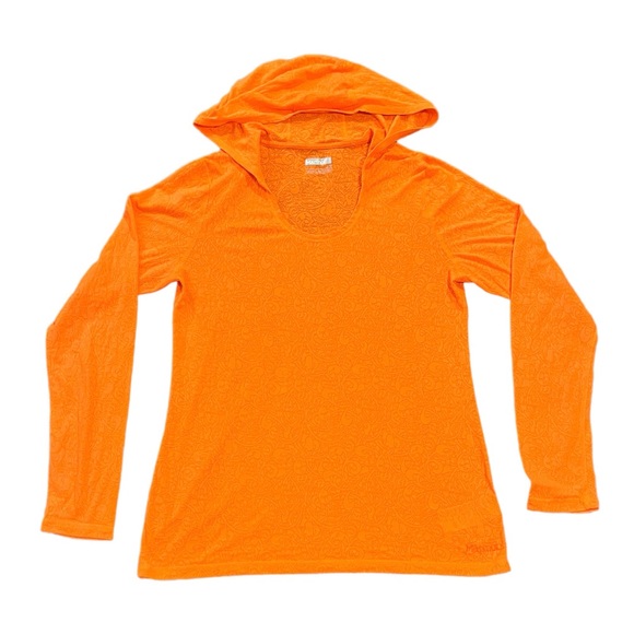 Marmot Tops - Marmot Orange Floral Long Sleeve Hooded Top | Women’s L